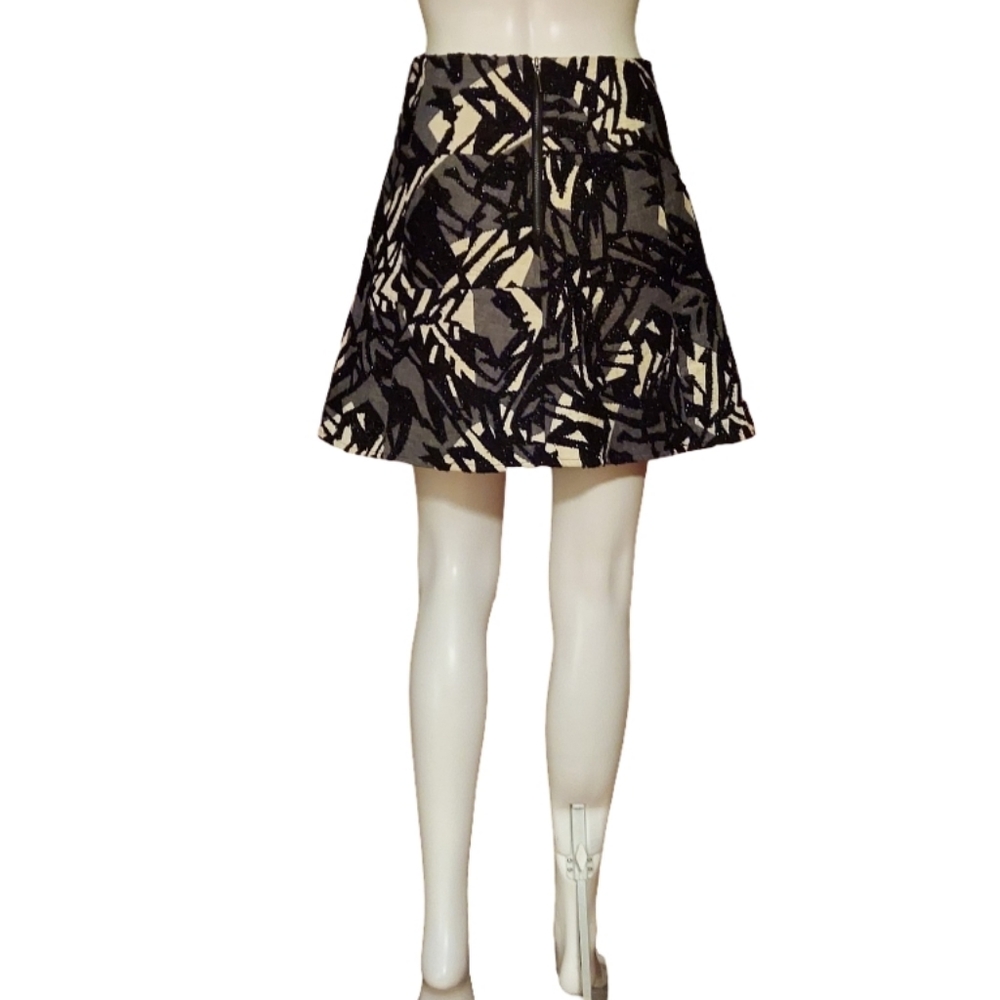 Zara Basic Abstract Textured Metallic A Line Skirt - image 5